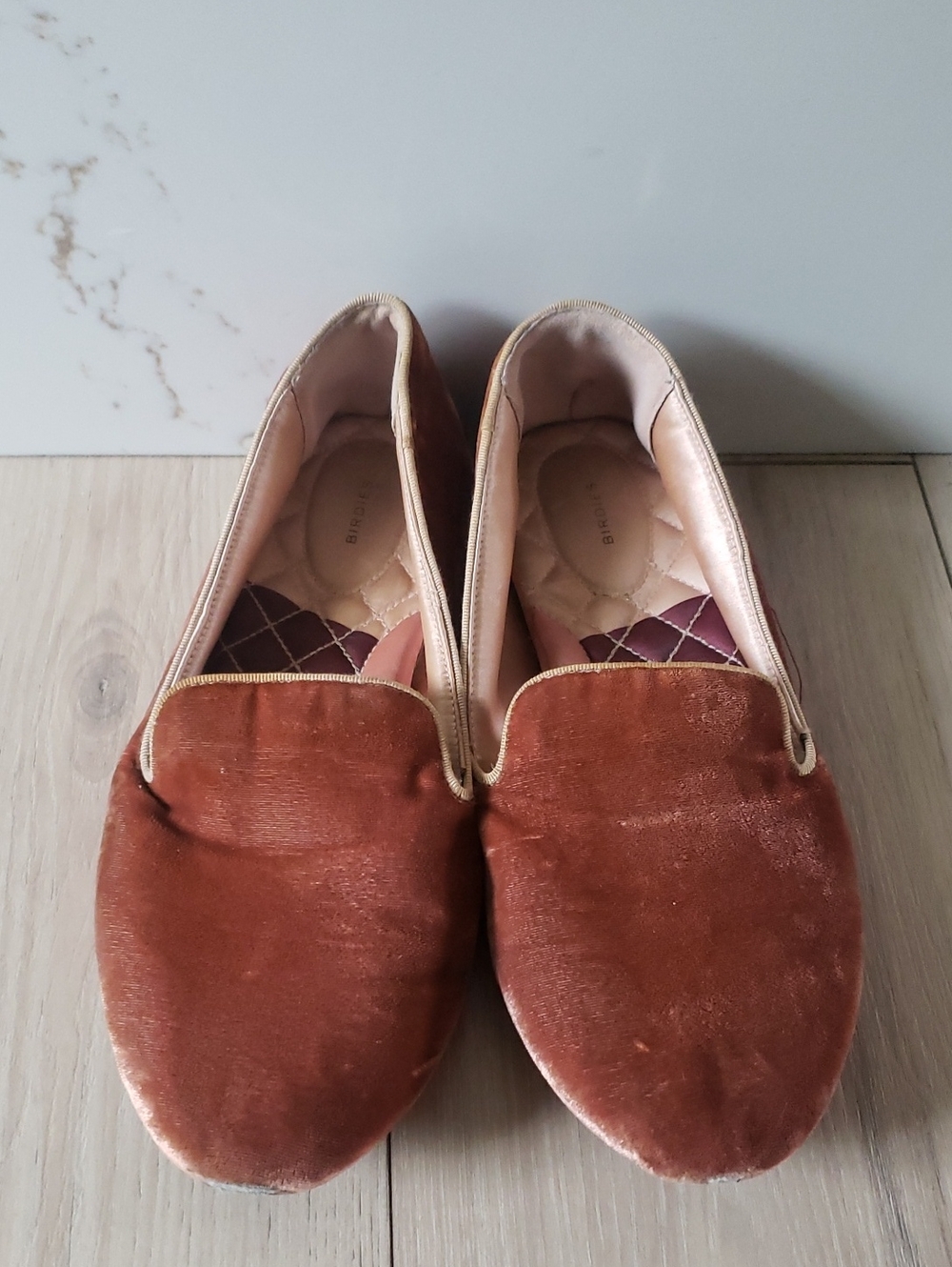 Birdies Velvet Slip-Ons in Rust Brown